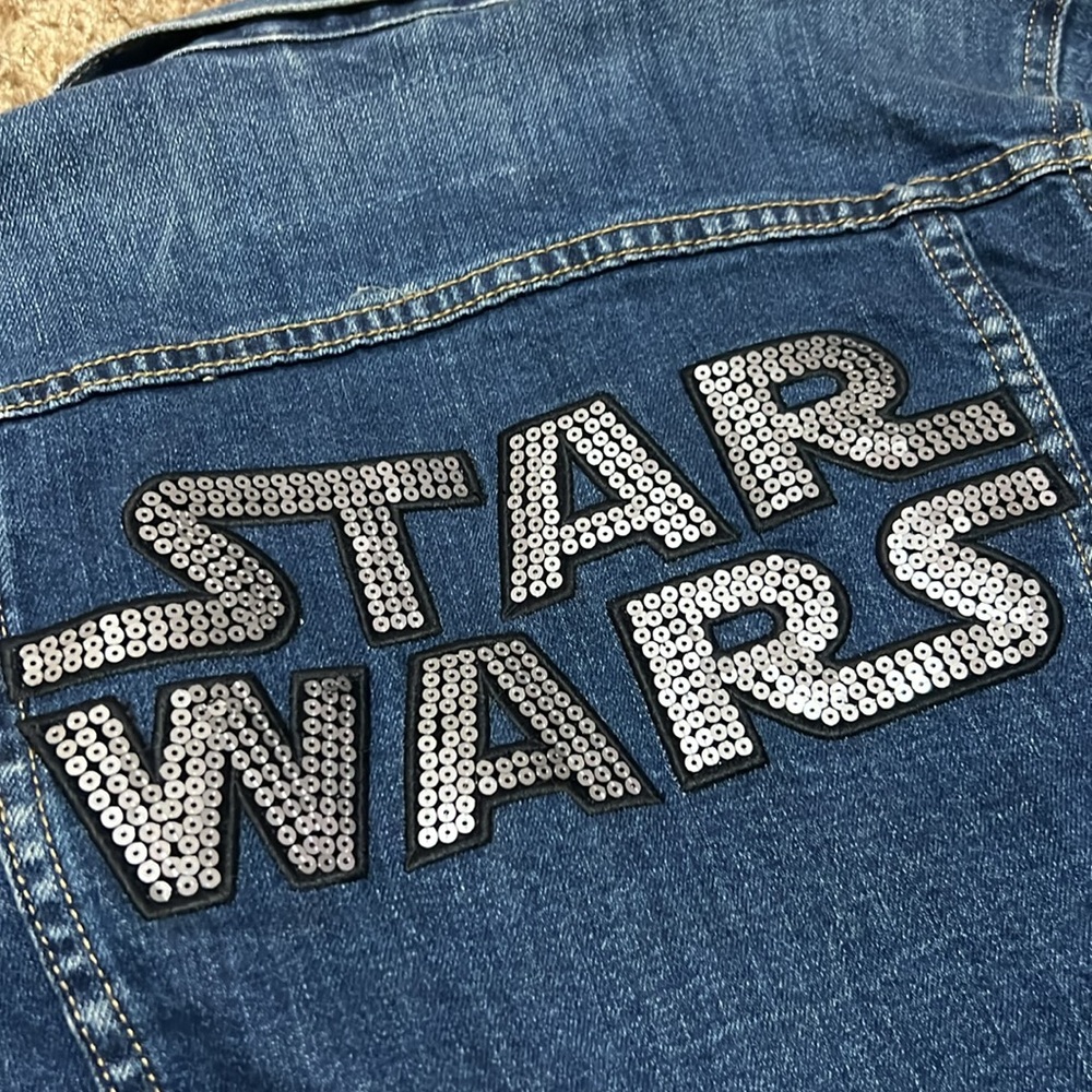 GAP Star Wars metallic sequin detail denim jean jacket - Picture 3 of 4